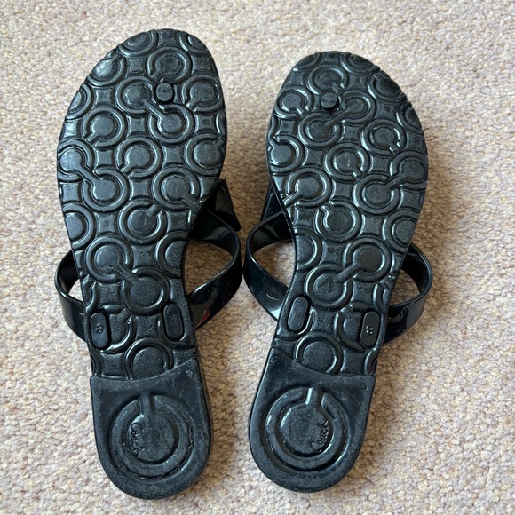 COACH POPPY “Pretty” Rubber Jelly Thong Sandals Flip Flops in black Size 8 - Picture 8 of 10